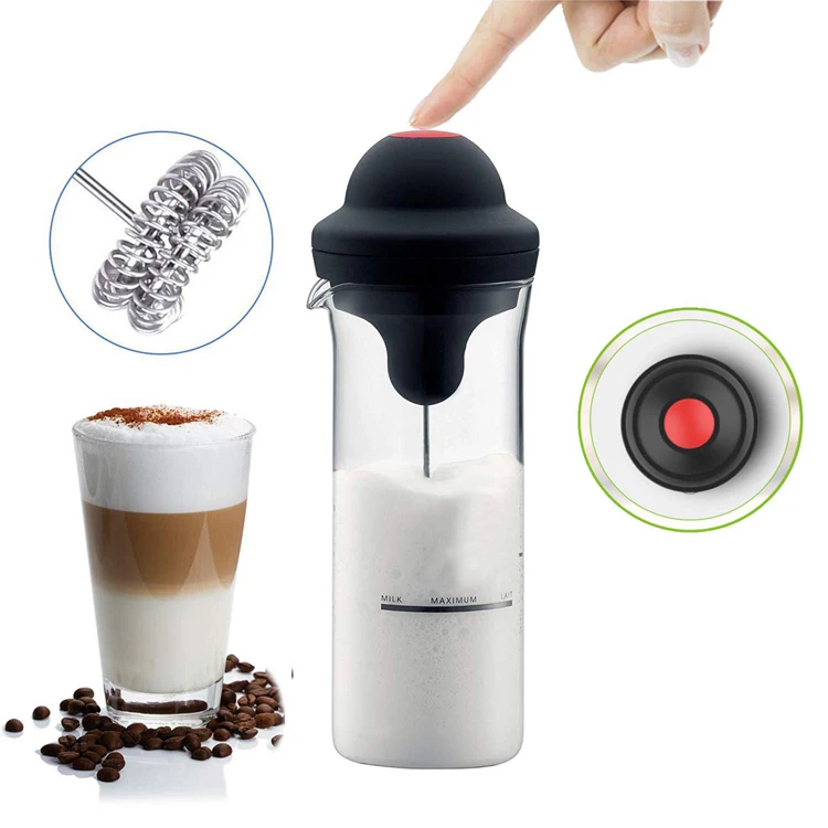 

The coffee frother tool Glass handheld electric milk frother, Black
