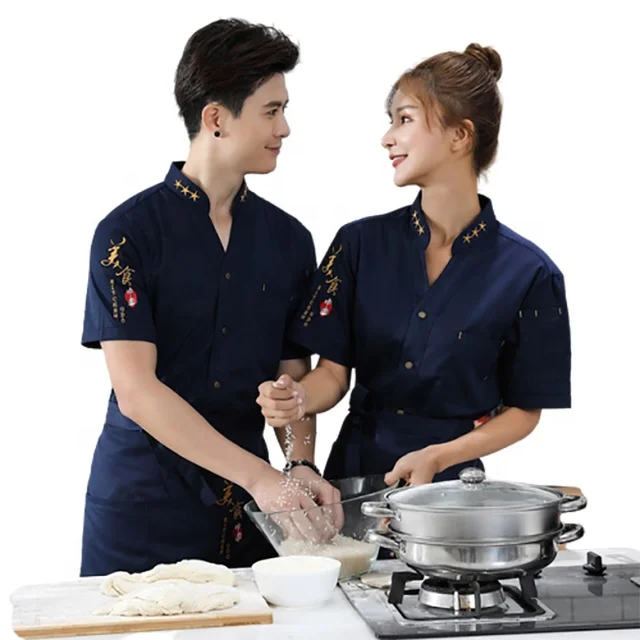 

SunYue Wholesale Cotton Chef Uniform Unisex Restaurant Kitchen Breathable Double Breasted Shirt Chef Coat Custom Logo, White