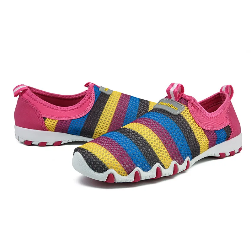 

Large Size Women Casual Hollow Out Breathable Slip On Sneakers soft bottom comfortable running womens sports shoes, Black white sand