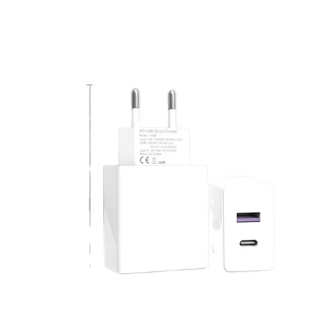 
EU US UK /AU Plug 18W QC3.0 +PD 3.0 Fast Travel Wall Charger 5V 3.4A with LED display 