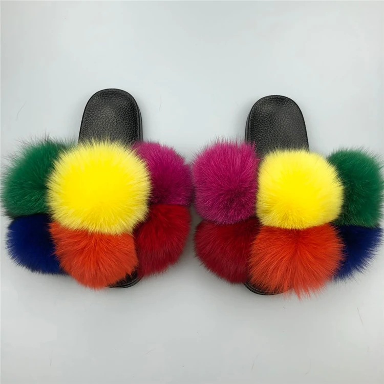 

Trendy Super Fluffy Fur Slides, Customized color