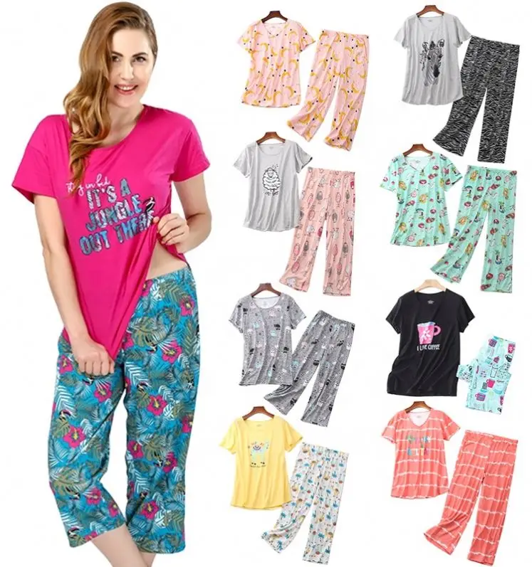 

Manufacturer Garments Custom Tags Label Us Size Xxxl Plus Women Sleepwear 2 Pieces Set For Ladies Cotton Pajamas, Shown