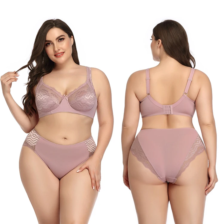 

Large C Cup bras panty comfortable lace women sets 2 piece brassiere plus big boobs size bra and panties set for fat girls
