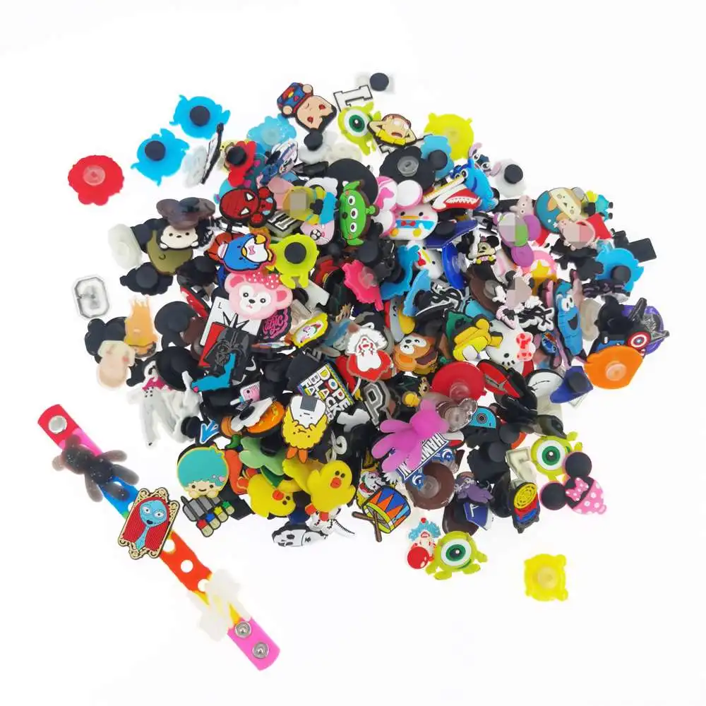 

100pcs Mixed Whole sale Lady and kids cartoon PVC Shoes Decoration For Garden Shoes Charm