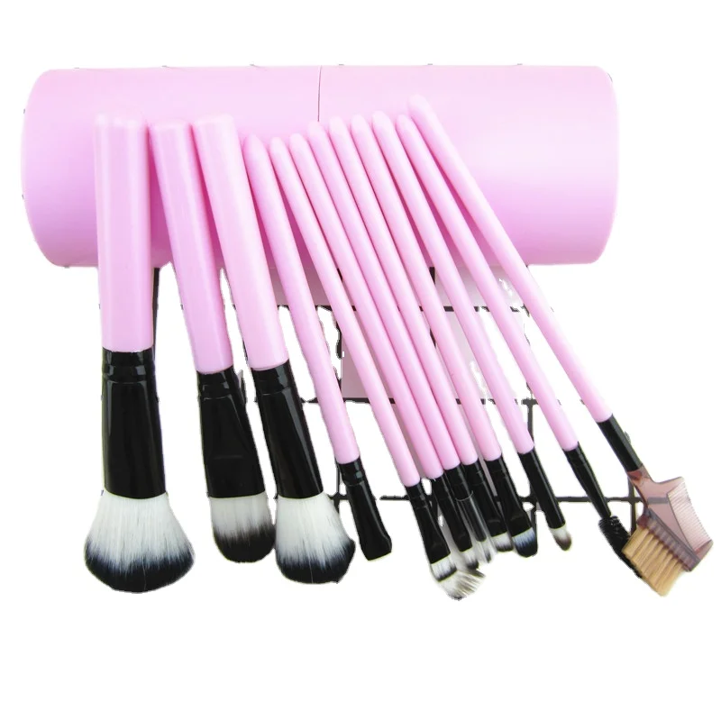 

Professional 12 Portable Make Up Brush Barreled Beauty Private Label Brushes High Quality Custom Logo Makeup Brush Set, Customized color