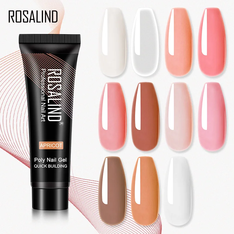 

ROSALIND high quality oem custom logo 15ml soak off quick clear poly gel long lasting nail extension gel polish for wholesale, 11 colors