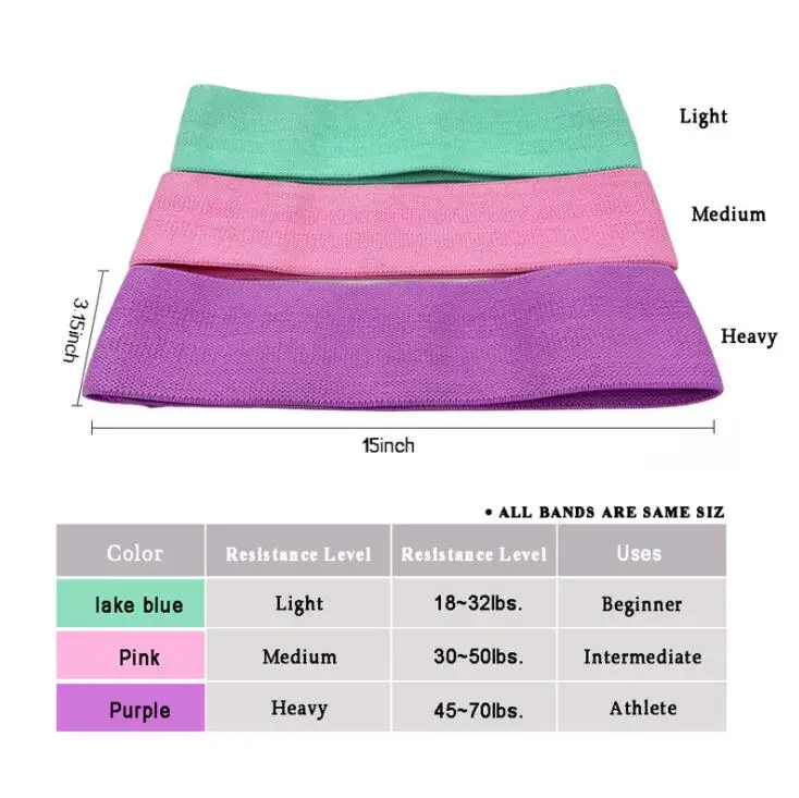 

Lady girl OEM fashion fitness hip beauty fabric resistance band set loop