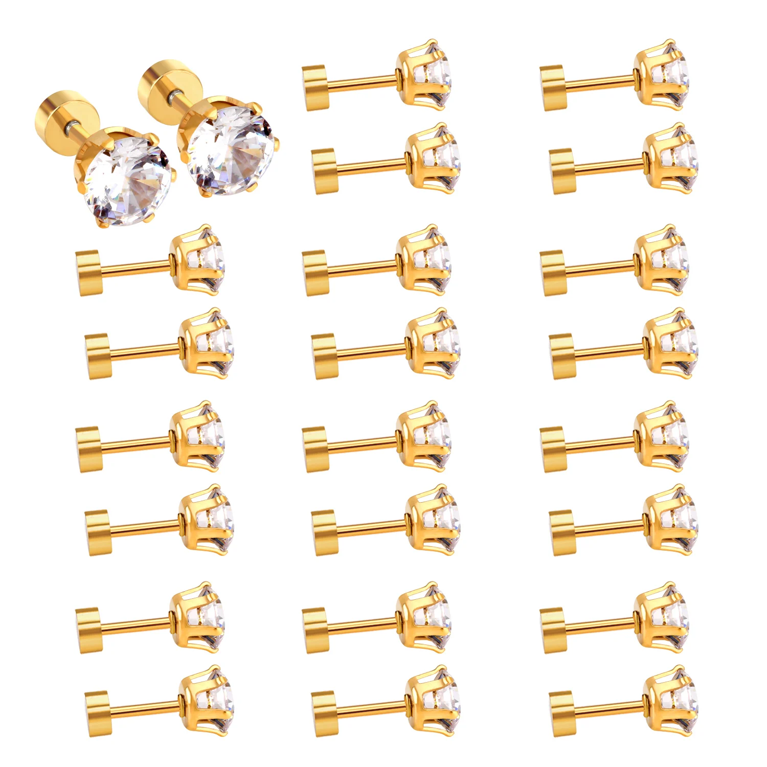 

Stainless Steel Earrings Jewelry PVD Gold Plated Screw Earrings Baby Women Earring Jewelry