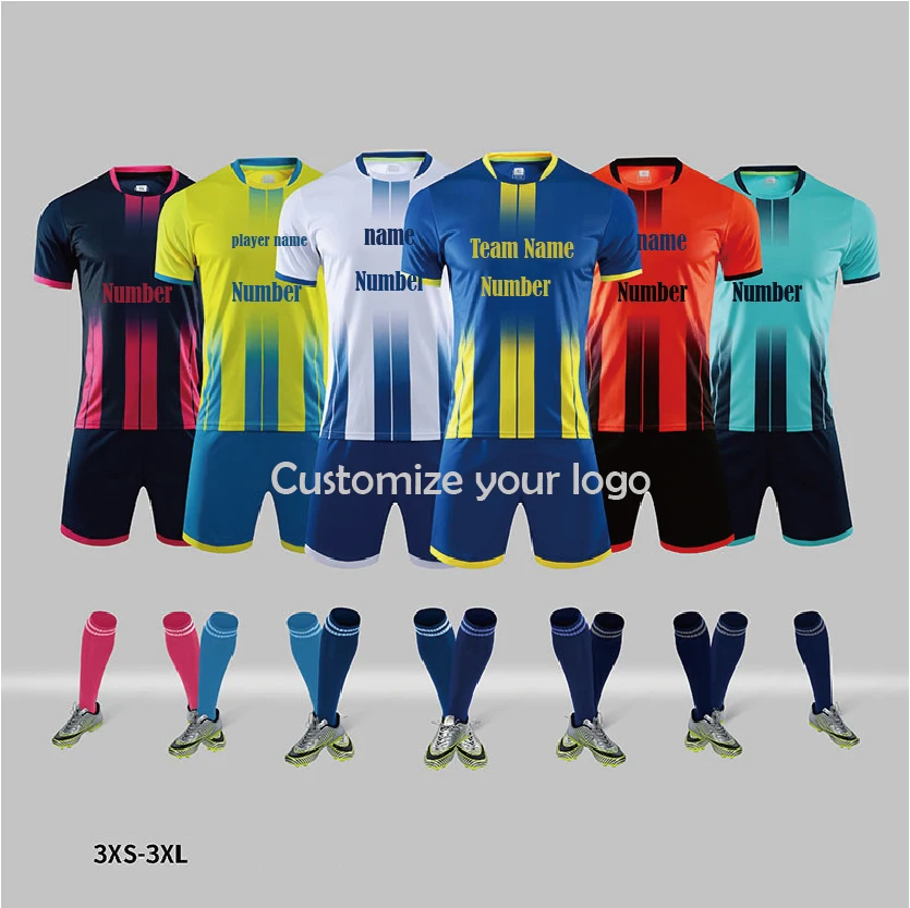 

custom football jersey Quick-drying breathable short-sleeved football jersey suit parent-child adult soccer training uniform