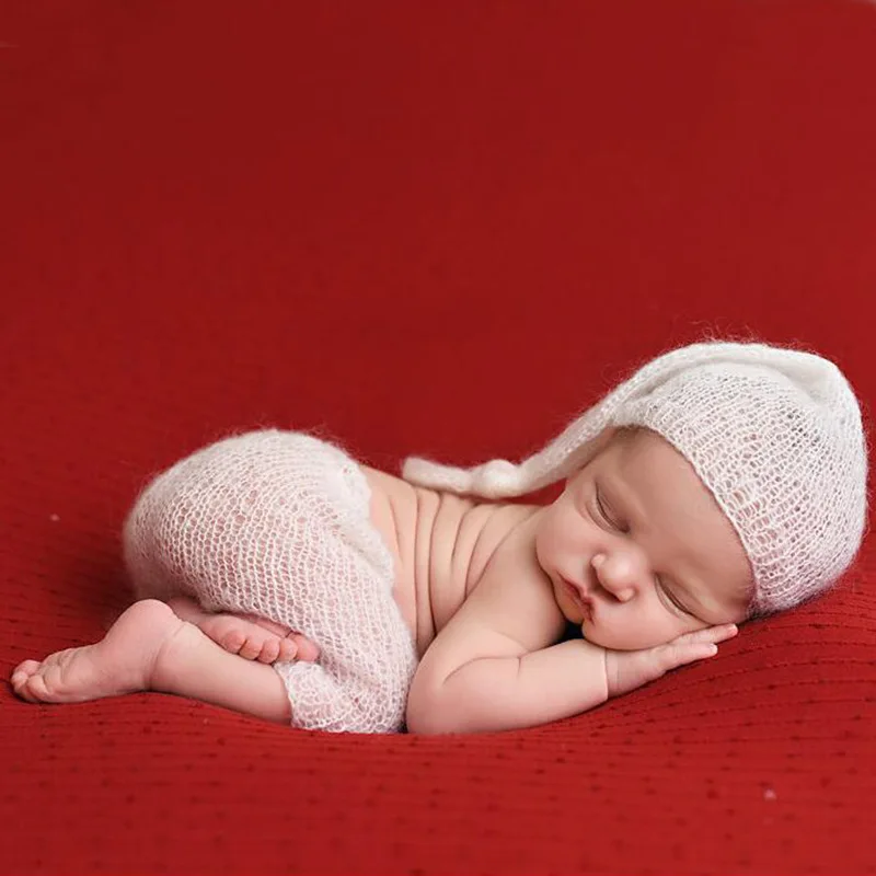 

New Products Europe Newborn Baby Photography Props Clothing Baby Hand-woven Mohair Hat Pants Set, 15 colors