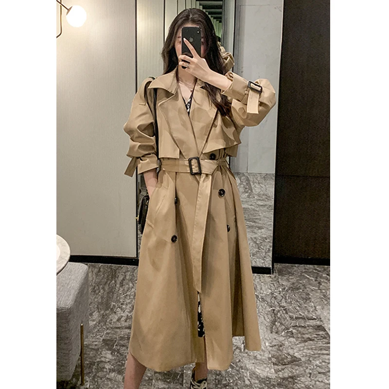 

TR162 Custom Made Wholesale Long Trench Coats Women Military Style Plus Size Fall Overcoats Raincoat