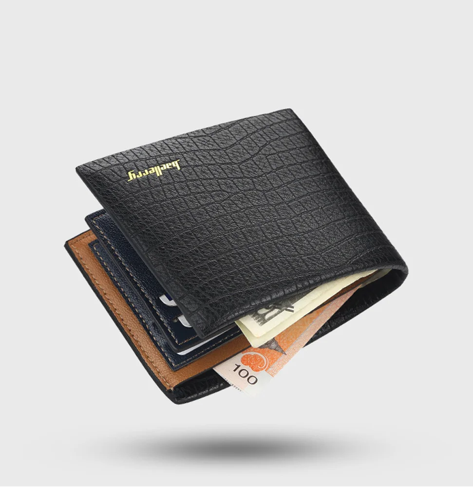 

Mens Sim American Style Multi Card Business Crocodile Grain Leather Wallet For Men, 3 colors