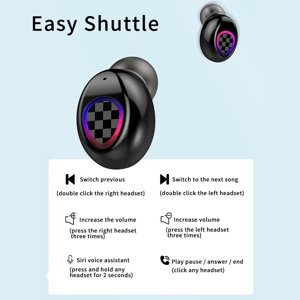 Free Shipping 1 Sample OK IPX6 TWS Earphone 5.0 Touch Music Wireless Earphones Stereo Headphones Wireless Earbuds - ANKUX.COM