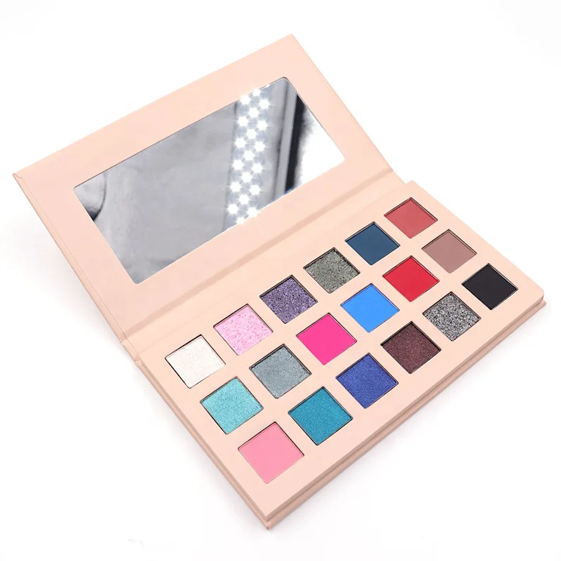 

Low moq private label eyeshadow pan packaging glitter 18 colors eyeshadow palette