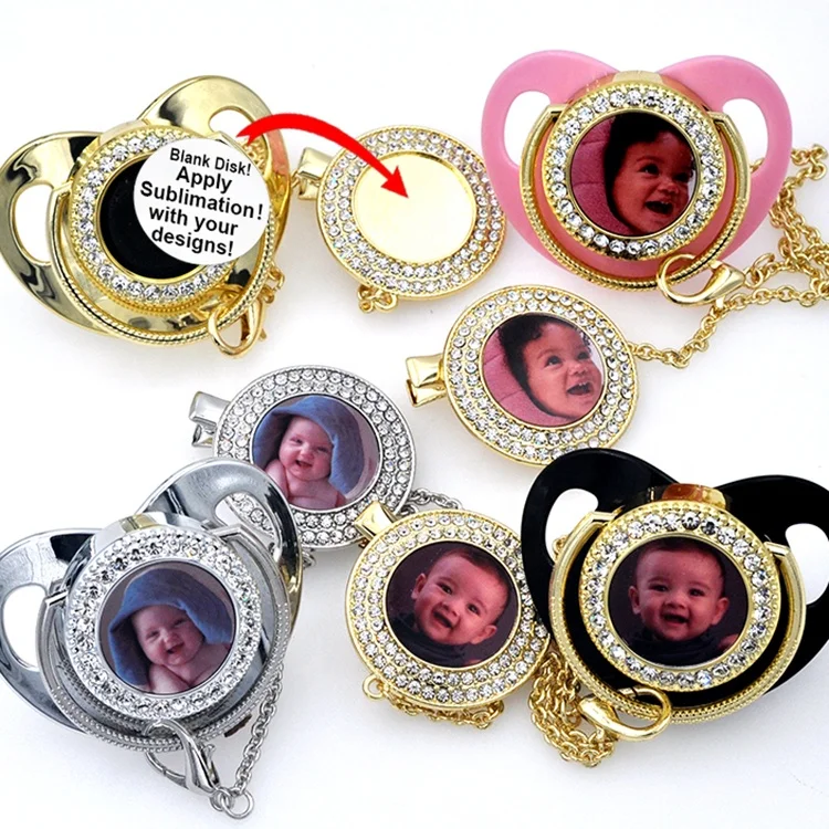 

personalized luxury sublimation bling pacifier blanks custom picture bling pacifiers for baby