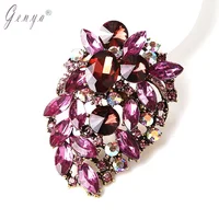 

GENYA Magnificent Stylish Alloy Plating Mosaic Process Crystal Petal Shaped Hollowed-out Women Brooch