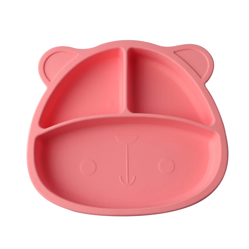

BPA Free Non-slip Soft Food Grade Silicone Suction Baby Plate, Blue/pink