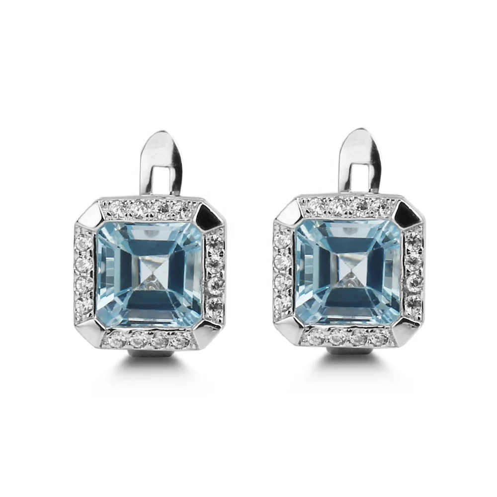 

Abiding Natural Sky Blue Topaz Gemstone Clip Earrings 925 Sterling Silver Jewelry Earring For Women