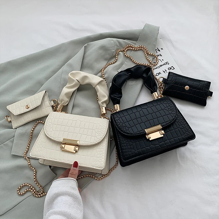 

MI013 Fashion ladies mini wallet pu leather crocodile small 2 pcs purse women hand bags luxury handbags 2022