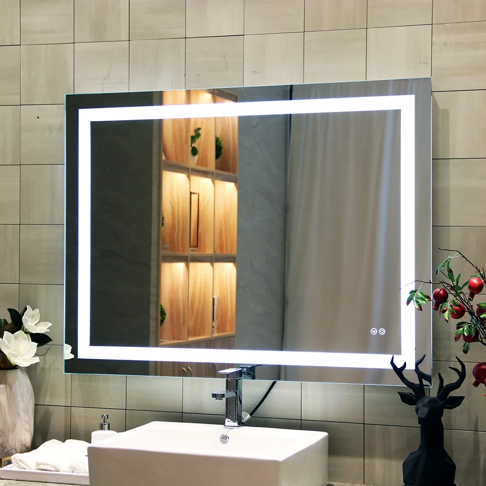 Modern Hotel Dimmable Fog Free Wall Mount Lighted Bathroom LED Smart Mirror