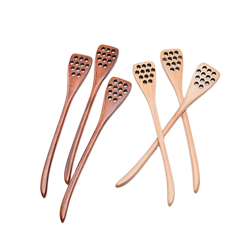 

18.5cm Wooden Honey Stick Bees Net Stirring Honey Dipper Wooden Spoons Favors