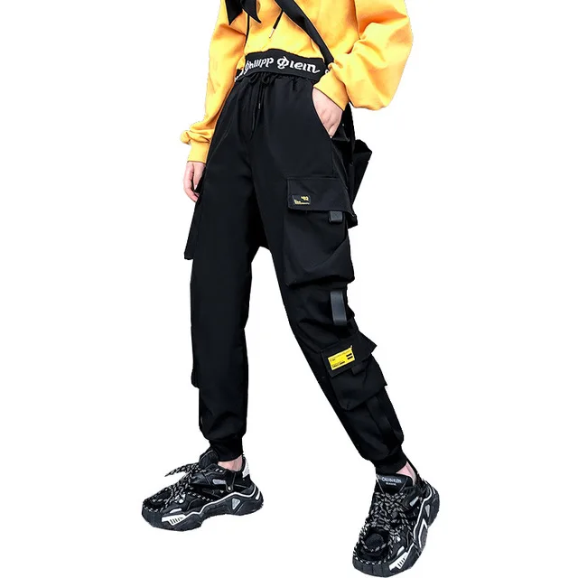 

New workwear/handsome hip-hop/slim/high-waisted/Harun/Fashion women's pants, Black