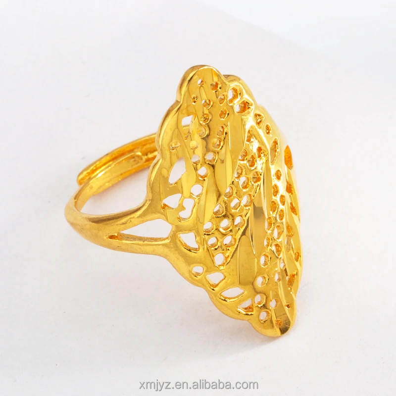 

Cross-Border New Product Prismatic Polka Dot Hollow Ring Brass Gold-Plated Ring Female Ins Wind Ring