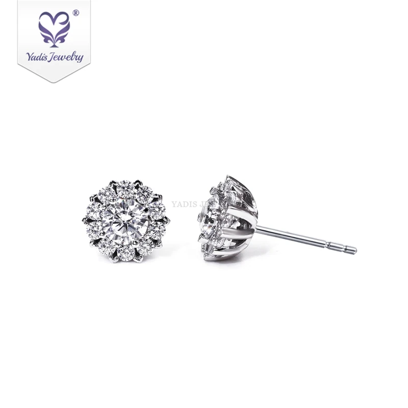 

Yadis Trendy Jewelry Moissanite Plated White Gold 925 Silver Stud Earrings Set