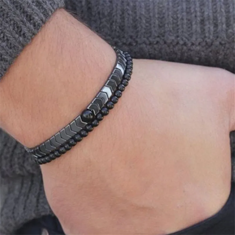 

New Men's Fashion Charm Hematite Bracelet Simple Handmade Magnetic Therapy Bracelet