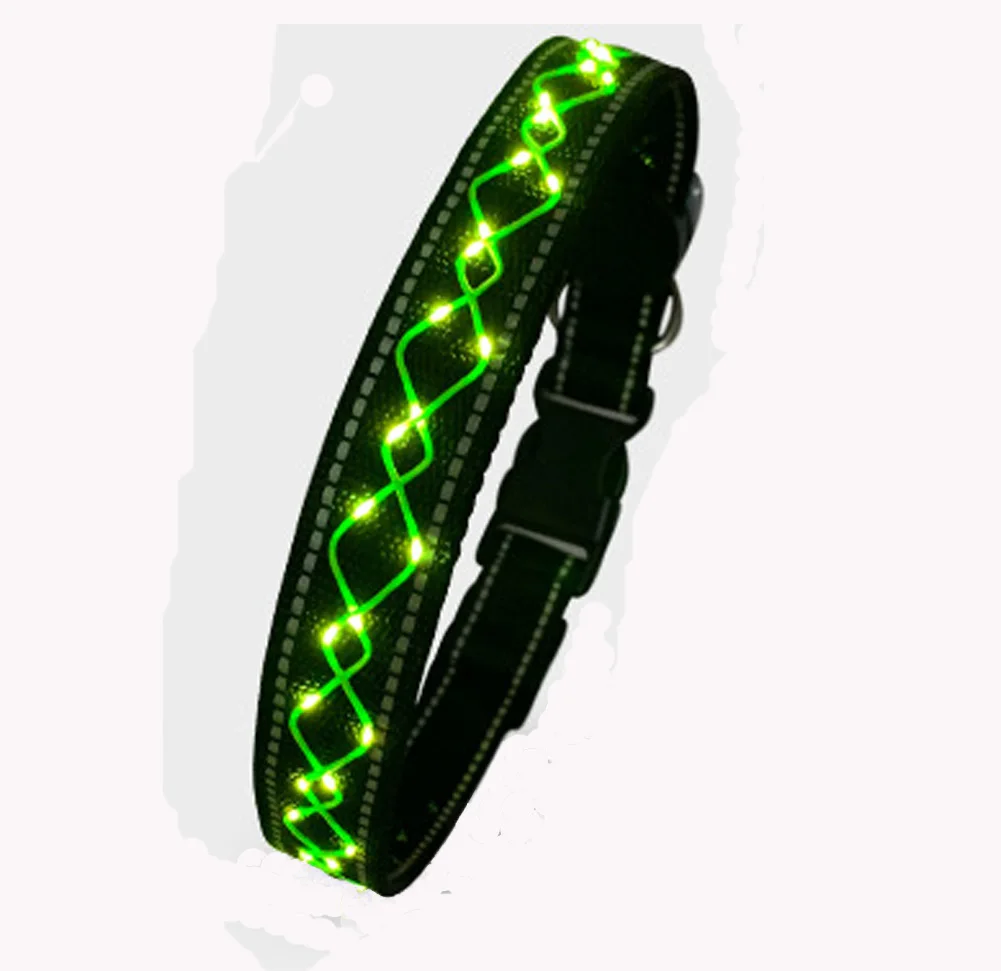 

Necklace glowing pet collar,USB Rechargeable Nylon Webbing safety flashing dog collar, 7 colors for select