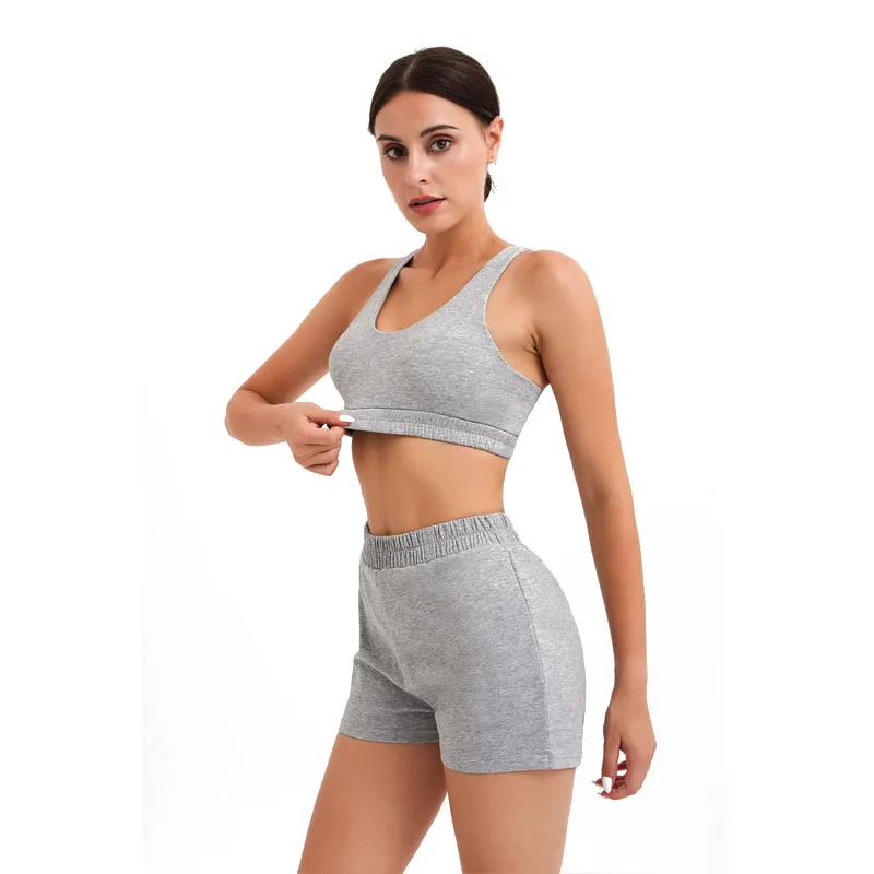 

Wholesale 2021 New Sport Bra And Shorts Set Woman Sportswear Two Piece Exercise Leggings Fitness Wear Yoga Sets Sports Suits, 4 colors