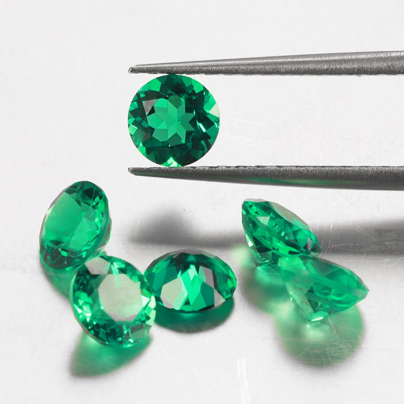 Green Hydrothermal Emerald Round Shape Loose Emerald Gemstone for Jewelry Making