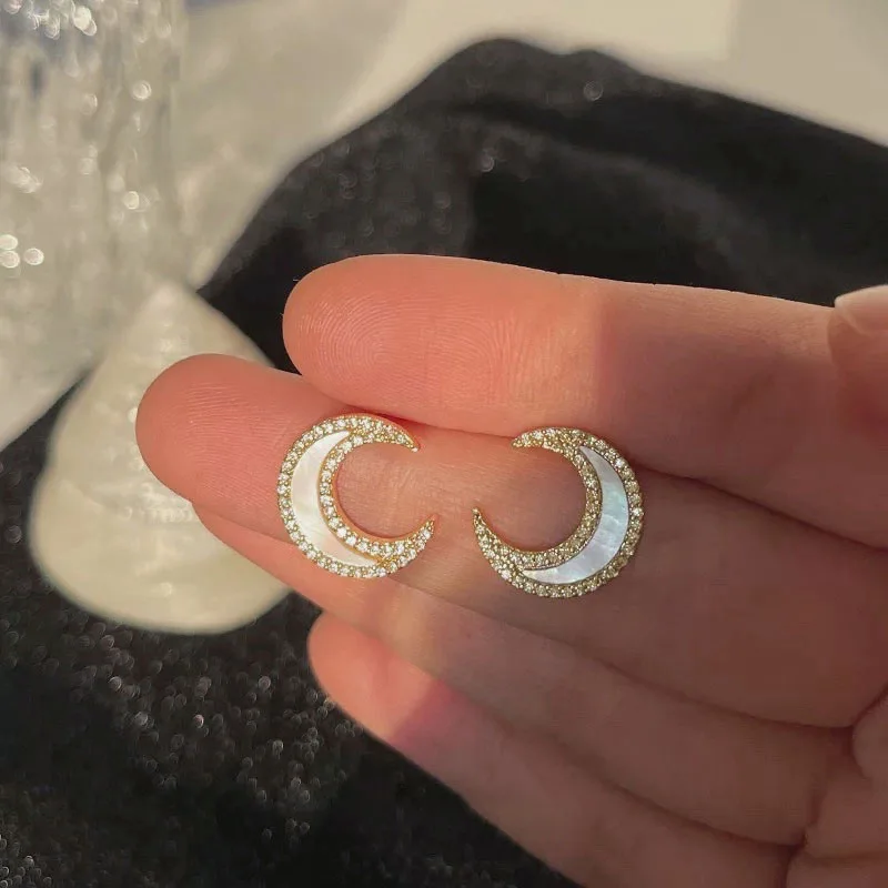 

trendy wholesale moon crystal 2020 fashion earrings gold