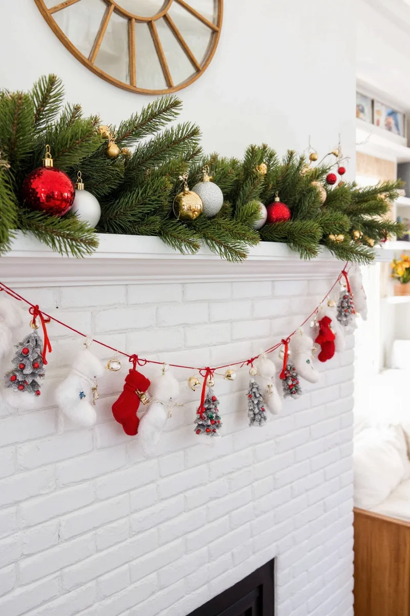 Interactive Christmas mantel setup for kids
