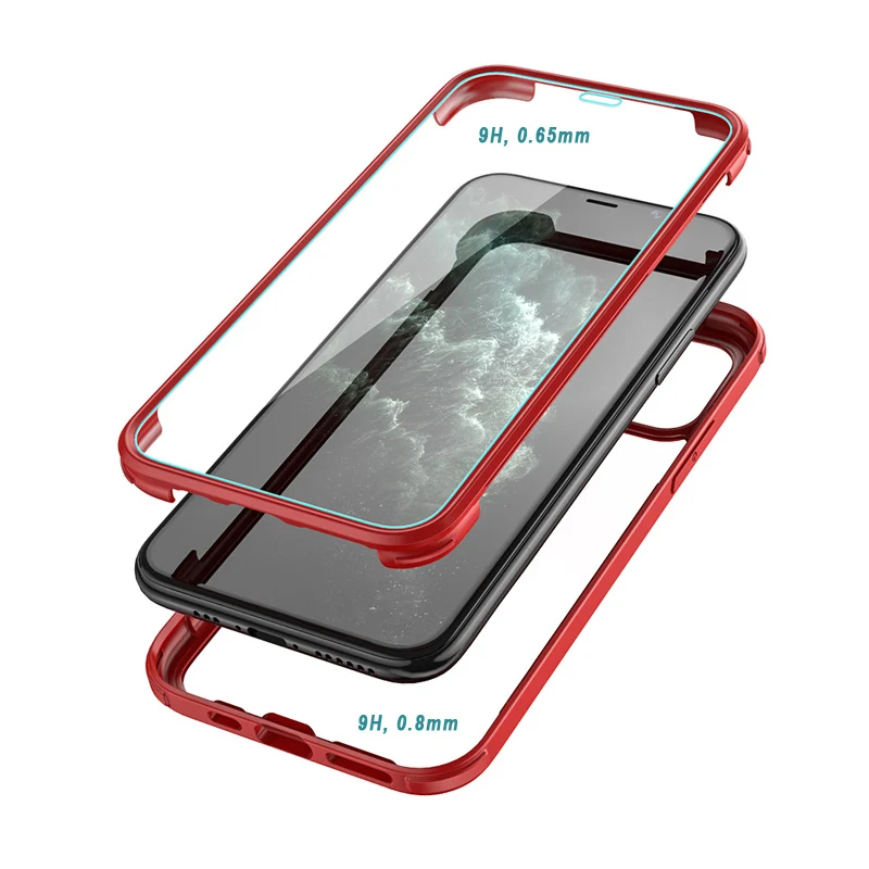 

Double Tempered Glass Phone Case For iPhone 11 PRO MAX Cellphone Case Soft TPU Edge 360 iPhone XS Glass Mobile Cover