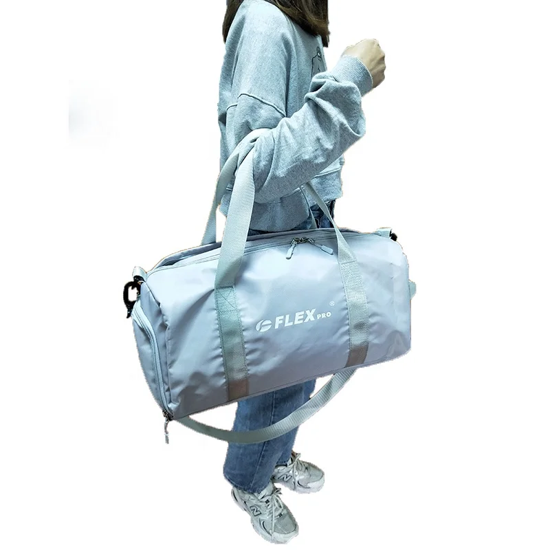 

Waterproof Dry Wet Separated Duffel Shoulder Bag Female Women Fitness Weekender Travel Yoga Bag Sports Handbag With Shoes Pocket, Gray