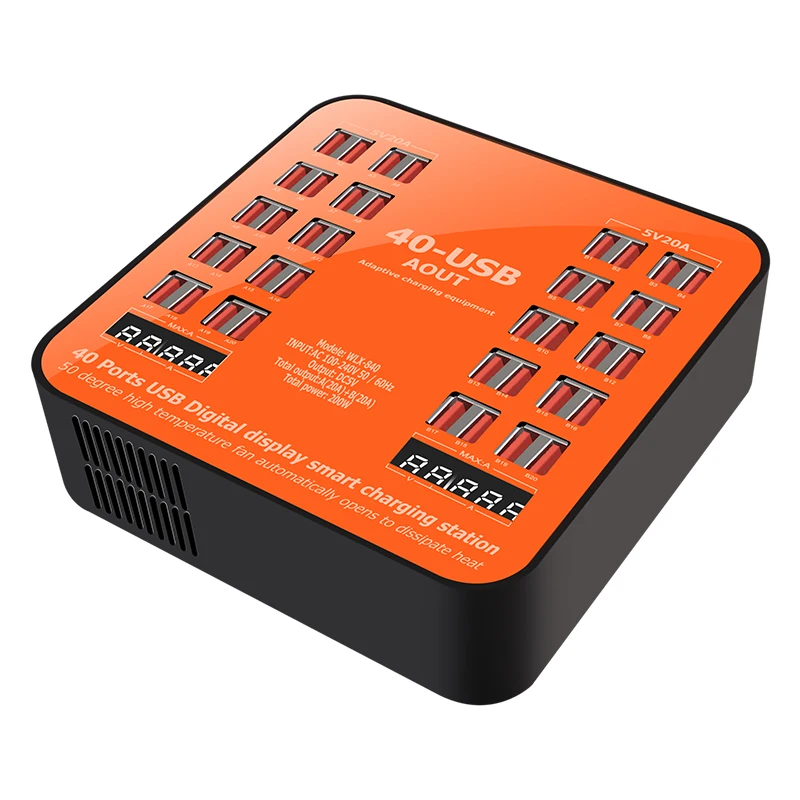 

40-Port USB Charging Station 200W USB Wall Charger Adapter for Hotel School Shopping Center Multi-Port Desktop USB Fast Charger