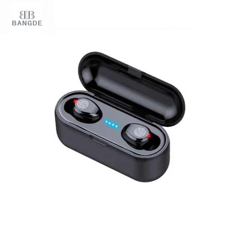 TWS F9 5.0 True Wireless Headphones With Deep Bass HD Voice Noise Cancelling BT  With  LED Electricity Display Shenzhen Factory