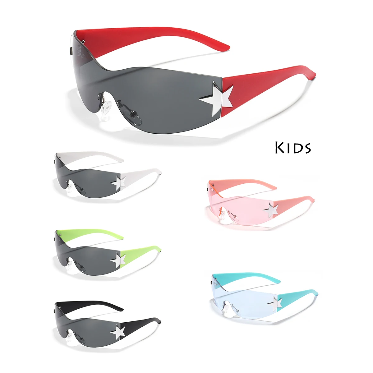 

5503 2023 Full Customization Star Kids Shades Y2k Rilmess Toddler Sun Glasses Wholesale Wrap Around Baby Sunglasses UV400