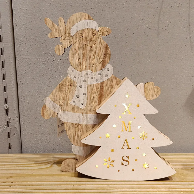Christmas decorations Wooden battery LED Christmas Tree light for Christmas gift