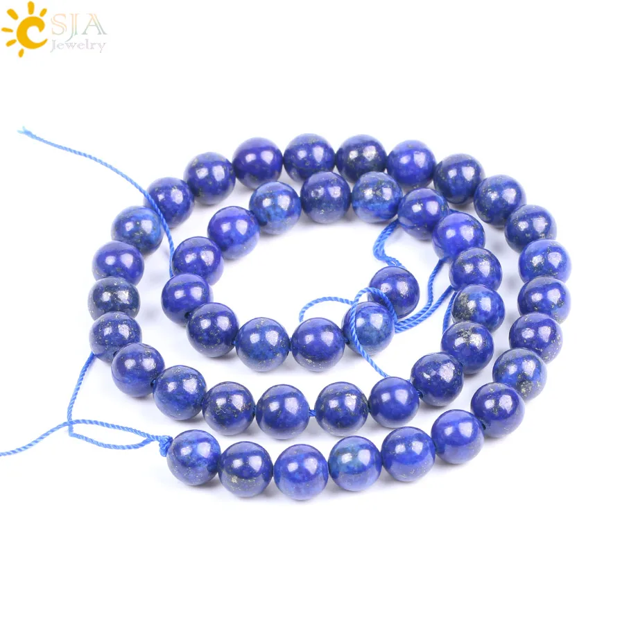 

CSJA wholesale natural lapis lazuli stone beads 8mm blue gem stone loose bead for jewelry making F188