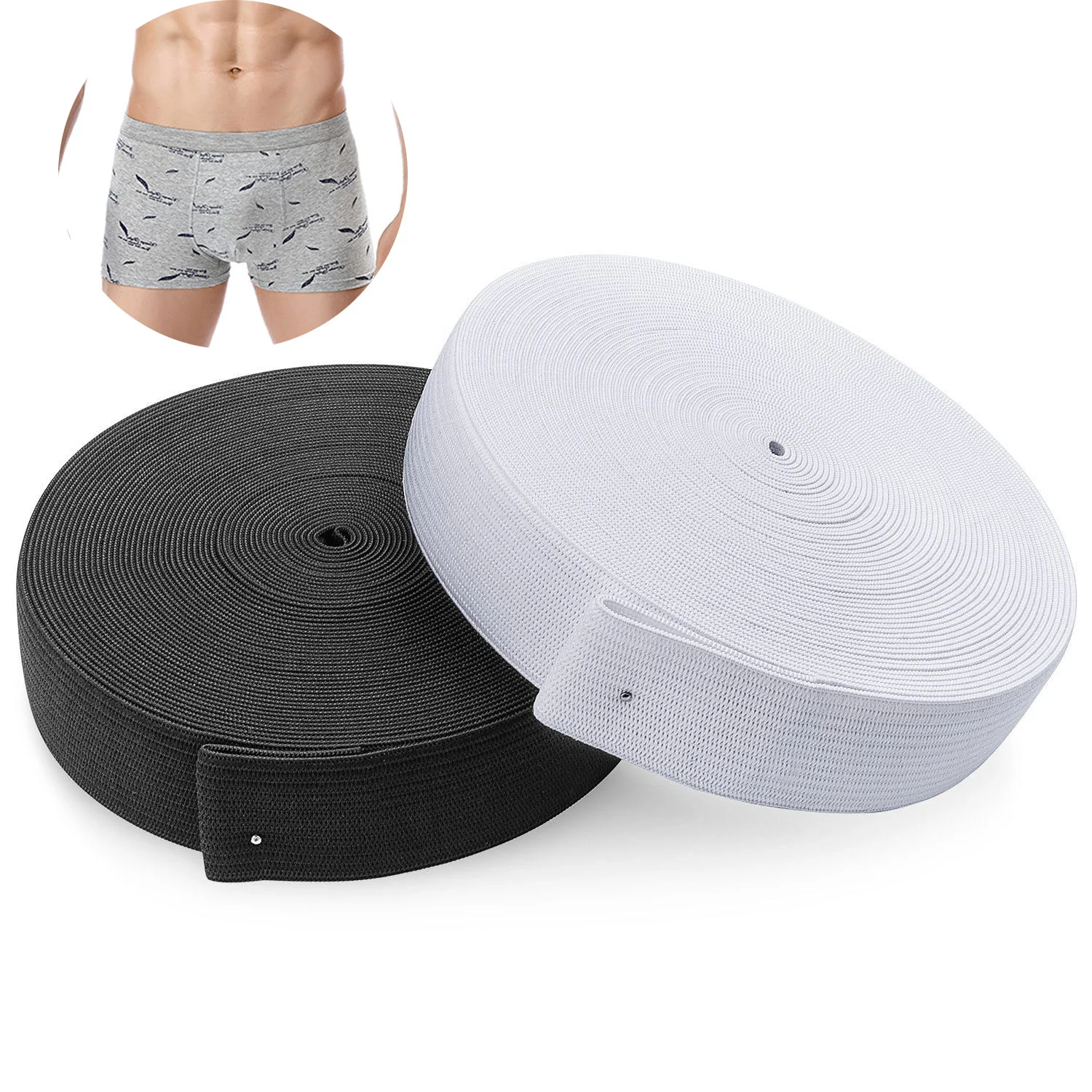 

Stock clothing home textile crocheted elastic band black and white crochet elastic band plain knit flat width high elastic webbi, Customized