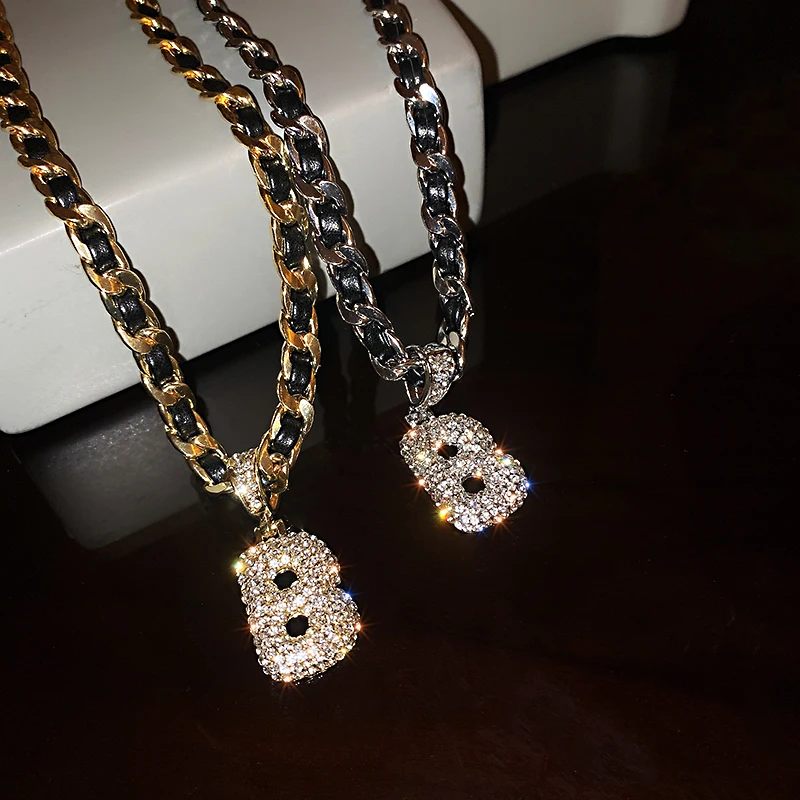 

trendy fashion crystal pendant b inital necklace 2021