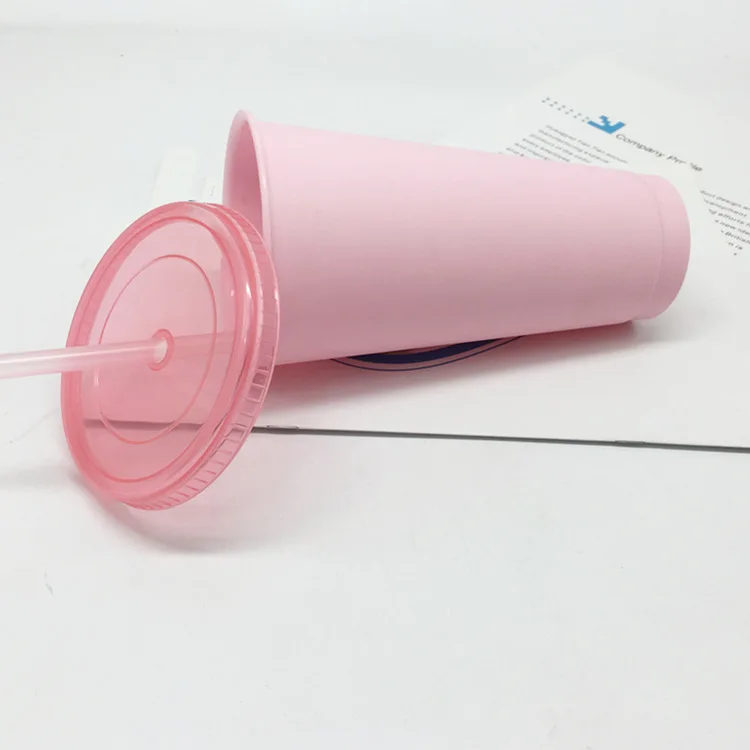
24OZ Reusable Hard Plastic Straw Cup with Custom Logo Printing 