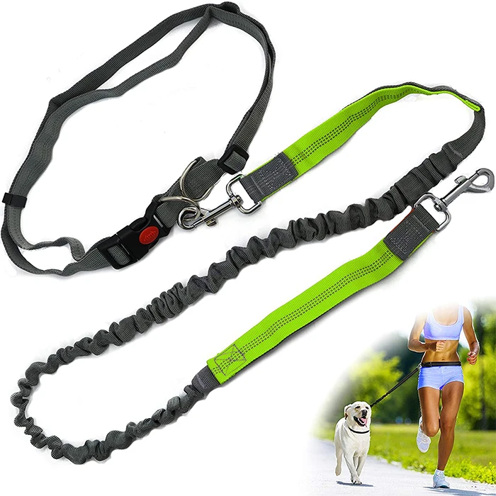 

Hands Free Dog Leash Retractable Reflective Adjustable Waist Belt Dog Leash for Medium and Large