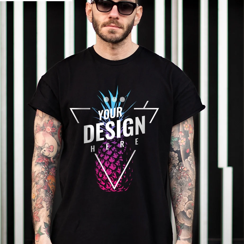 

Men's Black Plain T-shirt Your Own Logo Graphic Text Design Print Cool T-shirt 100% Cotton Tshirts Custom T Shirt Printing, Customized colors