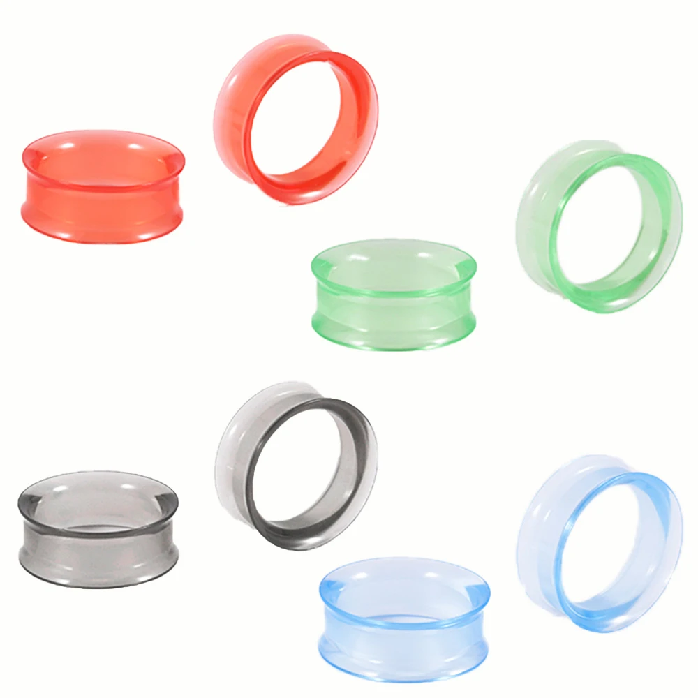 

Wholesale Acrylic Round Shape Hollow Double Flared Ear Tunnel Transparent Colorful Ear Expander Ear Gauge Piercing 6mm-25mm