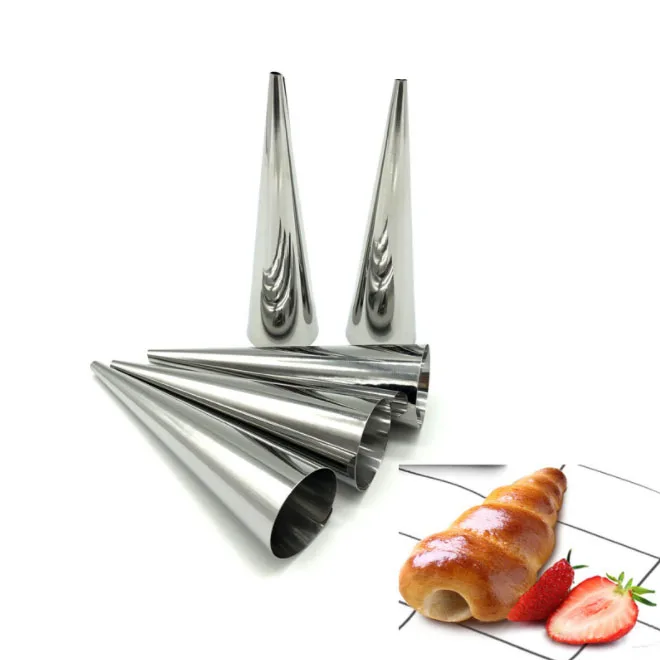 

Baking Cones Stainless Steel Spiral Croissant Tubes Horn Bread Pastry Making Cake Mold, Silver