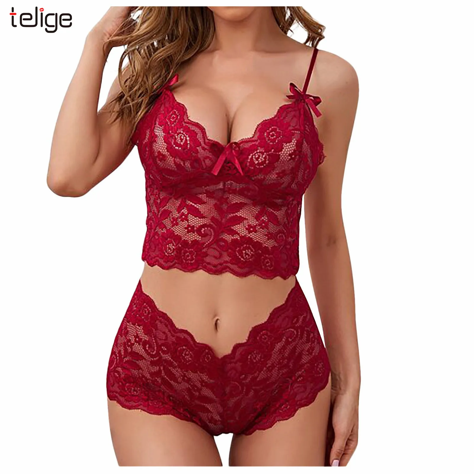 

Wholesale Valentines Day Female Two Piece Bra Panty Set Erotica Sensual Underwear Lace Sexy Women Lenceria Sexy Lingerie