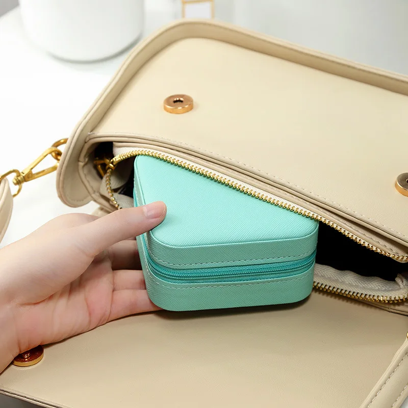

New portable ring earring small mini travel jewelry box, Customized color